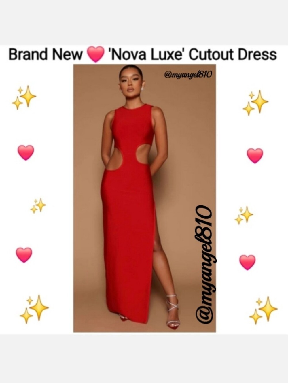 NWT Nova Luxe Scarlet Red Cutout Calista Bandage Maxi Dress - Dress, Size L